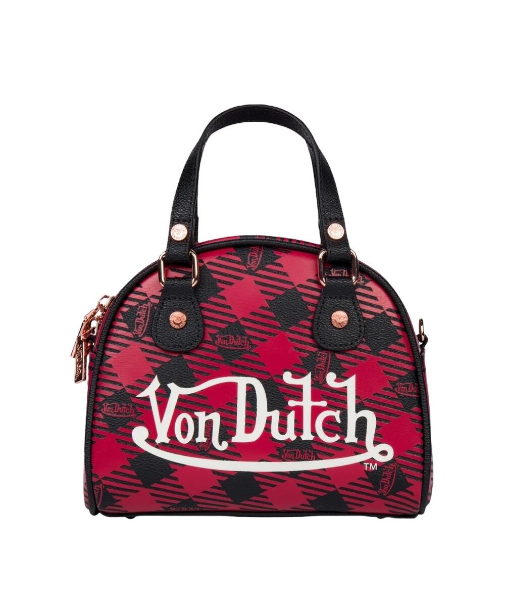 NWT! Von Dutch Red & Black Plaid Small Bowling Bag